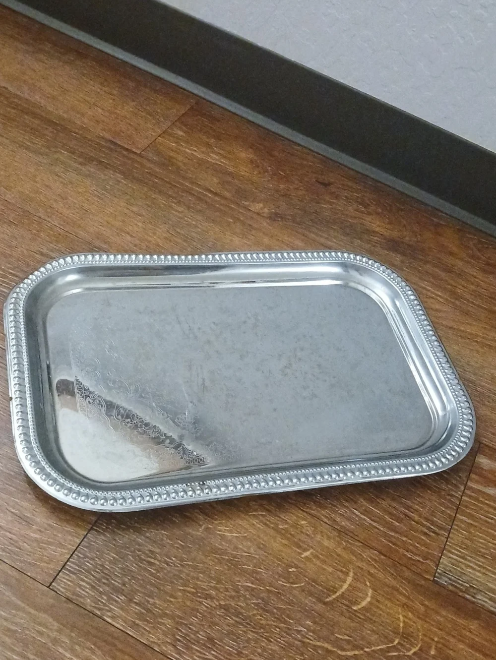 Metal Serving Tray - Silver Decorative Home Bath Tray